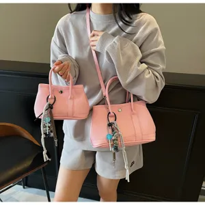 Koreanischer Stil Mode minimalistisch große kleine Damen Handtasche pink Leder Umhängetasche