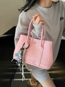 Mode PU Leder Tote Bag Für Damen Schicke Litschi Struktur Schulter Umhängetasche Elegante Minimalistische Handtasche