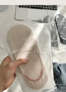 Detailed view of breathable invisible socks for women, comfortable cotton boat socks.