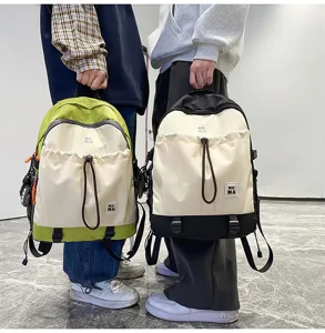 Zaino casual bicolore con coulisse per viaggi giornalieri e scuola elegante e alla moda