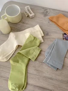Women cotton mid-tube socks candy color casual slouchy socks spring summer thin socks