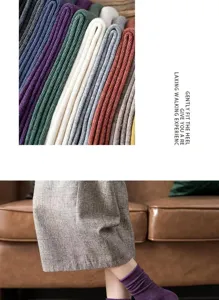 Comfortable solid color mid-tube cotton socks for women, spring and summer daily wear.
