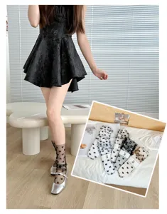 Japanese style black JK sheer mesh bow short socks, thin transparent summer socks for women.