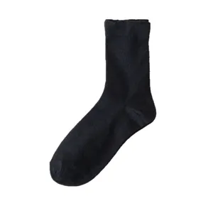 Women black cotton mid-tube socks casual daily wear soft breathable basic solid color fashion