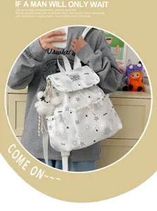 Japanischer Harajuku-Stil süßer Sternen-Rucksack mit großer Kapazität und Vordertaschen.