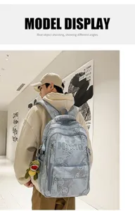 Stylish casual nylon large capacity school backpack for men and students campus daily use.