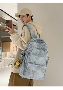 Minimalist nylon letter large capacity school backpack for students with stylish campus look.