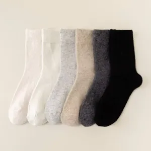 Cozy winter cashmere wool blend mid-tube solid color warm cozy socks for women and men daily wear