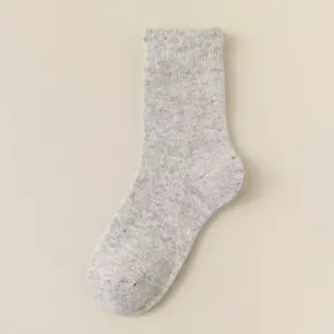 Cozy wool blend mid-tube socks in light grey, perfect for autumn and winter warmth.