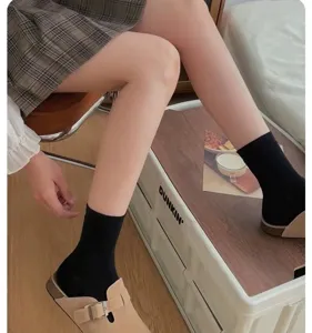 Women's solid color mid-tube socks spring summer casual daily wear comfortable cotton socks fashion