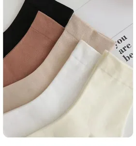 Solid color women mid-tube cotton socks soft casual daily wear stockings 5-pack