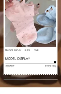 Cute cotton women short socks with little dog embroidery and polka dots, 2025 new style.