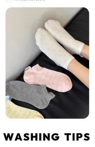 Minimalist dot short socks for women, cute summer thin pure cotton ankle socks, multi-color.