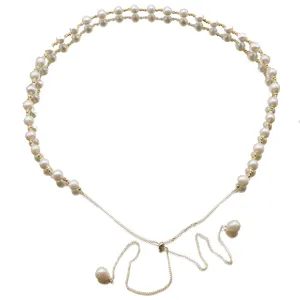 Lange verstellbare Perlenkette Pullover Kette elegantes Design Damen Schmuck Zubehör