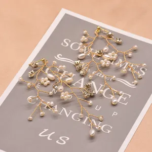Elegante Zweig-Perlen-Ohrstecker mit Kristall-Strass, frisches koreanisches Nischen-Design Schmuck