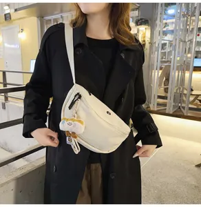Japanese Harajuku style canvas chest bag casual crossbody shoulder bag for women daily wear