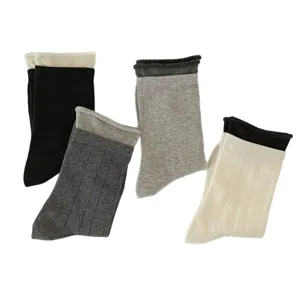 Women solid color mid-tube socks rolled edge casual cotton hosiery for spring autumn