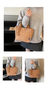 Borsa tote in tela donna casual monocolore borsa a mano stile coreano piccolo secchiello quotidiano