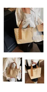 Borsa shopper in tela tinta unita casual per l'uso quotidiano, borsa a mano minimalista.