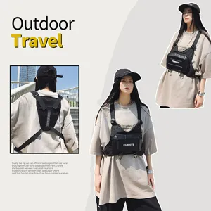 Taktische Brusttasche für Outdoor-Reisen, strapazierfähige schwarze Multifunktionsweste.