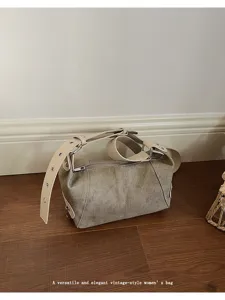 Vintage style women canvas shoulder bag underarm bag casual daily fashion trendy handbag
