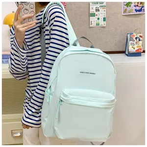 Lässiger großer Studenten Schulrucksack mit Buchstaben Druck mintgrün Alltag Taschen für Damen