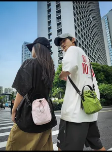 Casual minimalist drawstring women bucket bag candy color stylish everyday crossbody bag