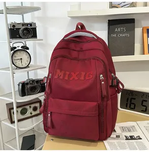Casual nylon backpack large capacity school bag for women stylish daily casual campus wear.
