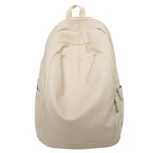 Vue détaillée du sac à dos d'affaires en cuir PU décontracté avec grande capacité et poches.