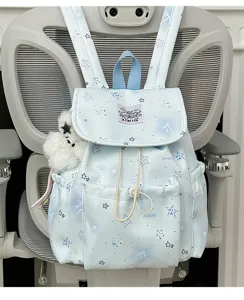 Japanischer Harajuku Stil süßer Stern blauer Rucksack für Mädchen große Kapazität Schultasche