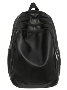Sac a dos d'affaires pour hommes en cuir PU noir grande capacite quotidien voyage