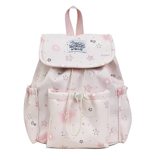 Japanischer Harajuku süßer Stern rosa Segeltuch Rucksack für Mädchen Freizeit Reisen.