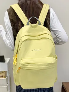 Lässiger minimalistischer Canvas-Rucksack für Studenten, große Kapazität Schultasche.