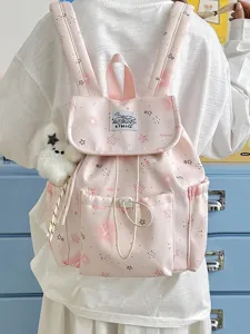 Japanischer Harajuku Stil süßer Stern Print großer Kapazität Schulrucksack für Mädchen rosa