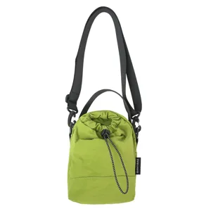 Casual green drawstring bucket bag for women, stylish shoulder crossbody bag with handle.