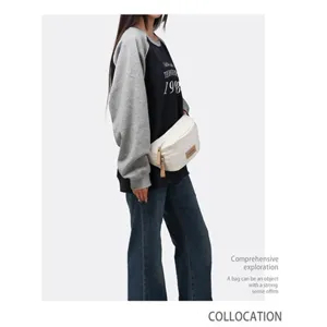 Leinwand Brusttasche Detailansicht, lässige Streetwear Stil Canvas Gürteltasche.