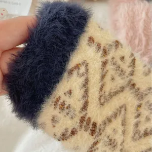 Coral fleece warm women mid tube socks autumn winter thick plush fuzzy home sleep socks