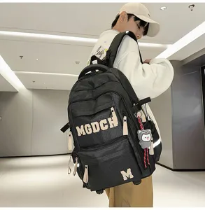 Stylish fashion college style large capacity student letter backpack for daily school.