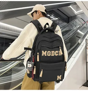 Stylish college style large capacity backpack with letter print, durable student school bag.