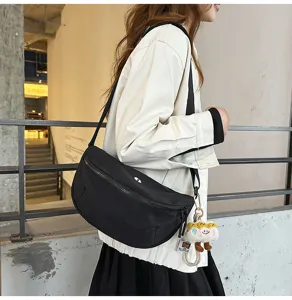 Casual nylon chest bag women crossbody shoulder bag fashion streetwear minimalist black waist pack