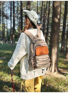 Large capacity color block casual backpack for outdoor hiking, travel and daily school use.