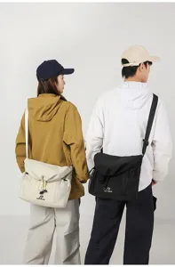 Casual canvas cross-body bag large capacity commuter shoulder bag for men and women daily use