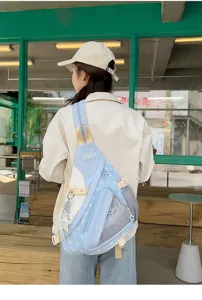 Borsa a tracolla monospalla multifunzione di grande capacità color-block stile giapponese