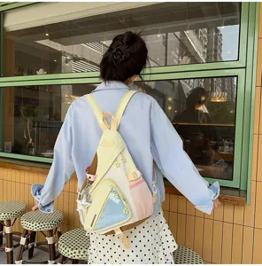 Japanischer Stil Colorblock Multifunktions Rucksack Itabag, süßes Design mit Tasche.