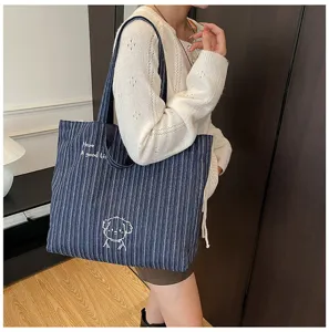 Borsa tote in tela stile coreano, grande borsa a spalla casual da donna per commuting.