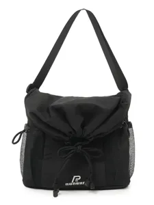 Trendy black utility messenger bag for daily commute, large capacity shoulder bag for all.
