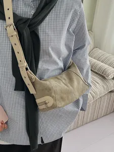 Fashion canvas shoulder bag for women, casual daily crossbody bag with adjustable strap.
