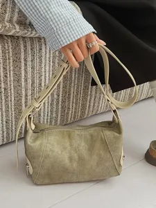 Vintage canvas underarm shoulder bag for women, trendy chic hobo handbag with leather strap.