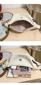 Casual canvas chest bag women daily fashion sports waist bag multi-functional crossbody bag