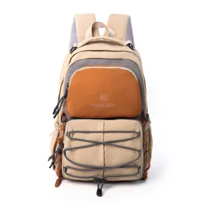 Colorblocked casual college style large capacity backpack for travel and school daily use.